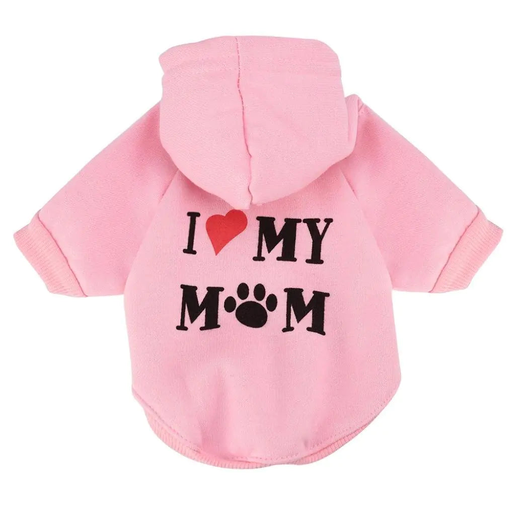 Howstar Pet ClothesPuppy Hoodie Sweaters Happy Hooded Coat for Dogs Cats Sweatshirt Love My Mom Printed Pet Costumes(S Pink)
