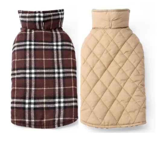 Plaid Dog Jacket - Waterproof Winter Pet Clothing