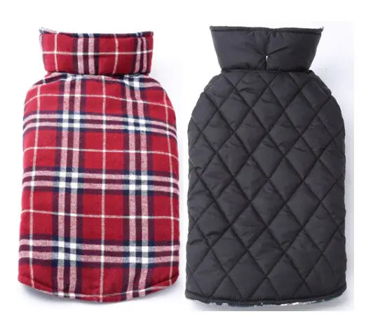 Plaid Dog Jacket - Waterproof Winter Pet Clothing