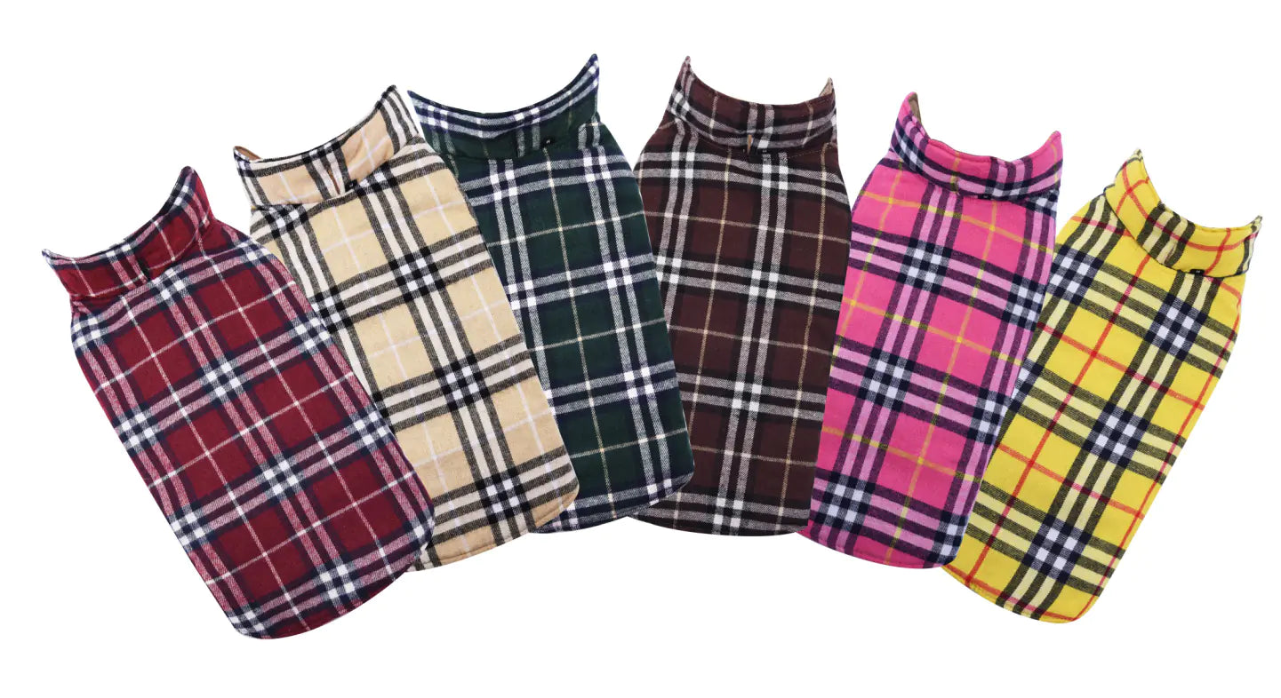 Plaid Dog Jacket - Waterproof Winter Pet Clothing