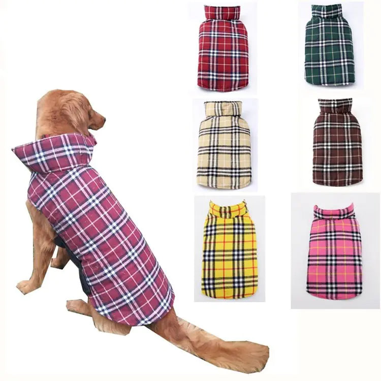 Plaid Dog Jacket - Waterproof Winter Pet Clothing