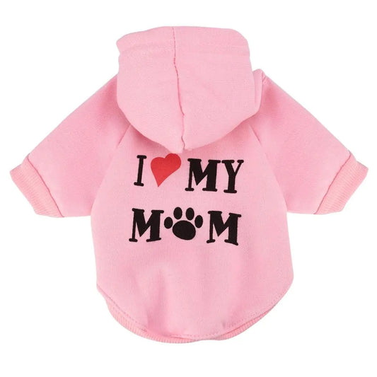Howstar Pet ClothesPuppy Hoodie Sweaters Happy Hooded Coat for Dogs Cats Sweatshirt Love My Mom Printed Pet Costumes(S Pink)